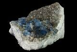 Blue Cubic Fluorite on Smoky Quartz - China #142378-1